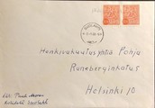 Suomi - Vihijärvi postipysäkkileima - Suolahti 3.1.68 kuorella Suomi - Vihijärvi postipysäkkileima - Suolahti 3.1.68 kuorella