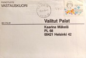 Suomi - Vesiluoma postipysäkkileima - Vaasa 5.3.79 kuorella Suomi - Vesiluoma postipysäkkileima - Vaasa 5.3.79 kuorella