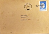 Suomi - Varpasalo postipysäkkileima - Oravisalo 9.12.70 kuorella Suomi - Varpasalo postipysäkkileima - Oravisalo 9.12.70 kuorella