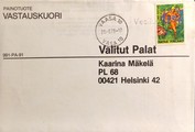 Suomi - Vesiluoma postipysäkkileima - Vaasa 25.3.79 kuorella Suomi - Vesiluoma postipysäkkileima - Vaasa 25.3.79 kuorella