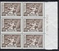 Finland 1952 - N:o block of six 1003-3-1954 Woodchopper 40mk