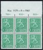 Finland 1954 - N:o block of six 1179-9-1961 Coat of arms lion type m54 10mk green