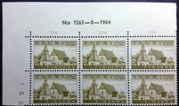 Finland 1972 - N:o block of six 1263-8-1964 Church at Lammi, paper type y, 0,50 mk (fluores.pap)