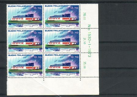 Finland 1973 - N:o block of six 1532-1-1973 Nordic Cooperation Issue 1973 2/2 - Nordic Postal Conference