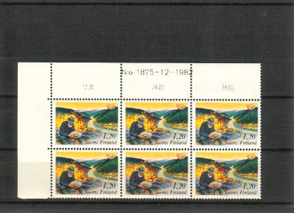 Finland 1983 - N:o block of six 1875-12-1982 Nordic 1983 1/2 - Panning for gold Finland 1983 - N:o block of six 1875-12-1982 Nordic 1983 1/2 - Panning for gold