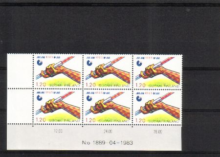 Finland 1983 - N:o block of six 1889-04-1983 First World Athletic Championships, Helsinki 1/2 Javelin Finland 1983 - N:o block of six 1889-04-1983 First World Athletic Championships, Helsinki 1/2 Javelin