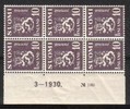 Finland 1930 - N:o block of six 189-3-1930 Coat of arms lion type m30 10p greyish violet