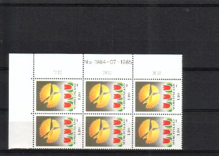 Finland 1985 - N:o block of six 1984-07-1985 Christmas stamp 1985 2/2 Bird, tulips