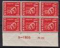 Finland 1932 - N:o block of six 292-5-1935 Coat of arms lion type m30 1 1/2 mk red