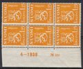 Finland 1932 - N:o block of six 350-4-1938 Coat of arms lion type m30 1,25mk yellow