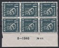 Finland 1940 - N:o block of six 406-8-1940 Coat of arms lion type m30 1,50mk silver grey