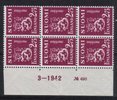 Finland 1940 - N:o block of six 496-3-1942 Coat of arms lion type m30 2,75mk lilac