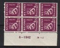 Finland 1940 - N:o block of six 512-6-1942 Coat of arms lion type m30 2,75mk lilac