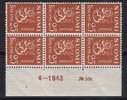 Finland 1930 - N:o block of six 556-4-1943 Coat of arms lion type m30 25p yl. brown