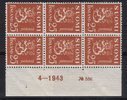 Finland 1930 - N:o block of six 556-4-1943 Coat of arms lion type m30 25p yl. brown