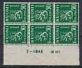 Finland 1932 - N:o block of six 663-7-1945 Coat of arms lion type m30 50p dark green