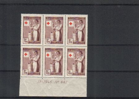 Finland 1946 - N:o block of six 681-11-1945 Red Cross 1946 - 2/4 Churning butter