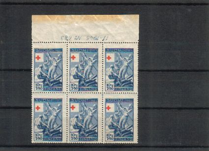 Finland 1946 - N:o block of six 683-11-1945 Red Cross 1946 - 4/4 Logging