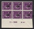 Finland 1946 - N:o block of six 687-11-1945 Coat of arms lion type m30 8mk/5mk violet, overprint