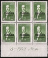 Finland 1942 - East Karelia Risto Ryti 1/6 50 p, green N:o block of six 504-5-1942