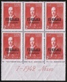 Finland 1942 - East Karelia Risto Ryti 3/6 2 mk, red orange N:o block of six 480-1-1942