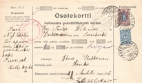 - Pakettikortti Hanko - Kuopio - Kangasniemi 1916 - Pakettikortti Hanko - Kuopio - Kangasniemi 1916