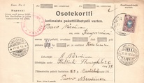 - Pakettikortti Helsinki - Kangasniemi 1916 - Pakettikortti Helsinki - Kangasniemi 1916