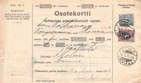 - Pakettikortti Lohja - Kangasniemi 1917 - Pakettikortti Lohja - Kangasniemi 1917