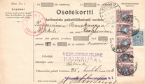 - Pakettikortti Helsinki - Kuopio - Kangasniemi 1916 - Pakettikortti Helsinki - Kuopio - Kangasniemi 1916