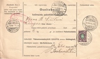 - Pakettikortti Helsinki - Kangasniemi 1916 - Pakettikortti Helsinki - Kangasniemi 1916