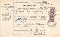 - Pakettikortti Helsinki - Kuopio - Kangasniemi 1916 - Pakettikortti Helsinki - Kuopio - Kangasniemi 1916