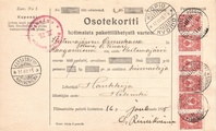 - Pakettikortti Helsinki - Kuopio - Kangasniemi 1915 - Pakettikortti Helsinki - Kuopio - Kangasniemi 1915