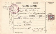 - Pakettikortti Kuopio - Kangasniemi 1915 - Pakettikortti Kuopio - Kangasniemi 1915