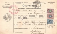 - Pakettikortti Tölö - Kuopio - Kangasniemi 1916 - Pakettikortti Tölö - Kuopio - Kangasniemi 1916