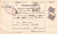 - Pakettikortti Helsinki - Kuopio - Kangasniemi 1916 - Pakettikortti Helsinki - Kuopio - Kangasniemi 1916