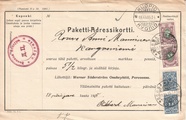 - Pakettikortti Porvoo - Kuopio - Kangasniemi 1915 - Pakettikortti Porvoo - Kuopio - Kangasniemi 1915