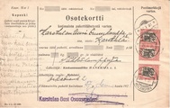 - Pakettikortti Helsinki - Karstula 1921 - Pakettikortti Helsinki - Karstula 1921