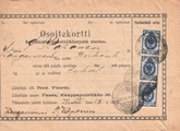 - Pakettikortti Vaasa - Kangasniemi 1908 - Pakettikortti Vaasa - Kangasniemi 1908