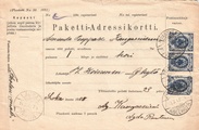 - Pakettikortti Jyväskylä - Kangasniemi 1908 - Pakettikortti Jyväskylä - Kangasniemi 1908