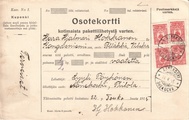 - Pakettikortti Äänekoski - Kangasniemi 1915 - Pakettikortti Äänekoski - Kangasniemi 1915