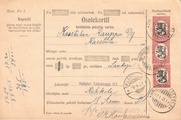 - Pakettikortti Kokkola - Karstula 1921 - Pakettikortti Kokkola - Karstula 1921