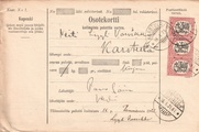- Pakettikortti Jyväskylä - Karstula 1921 - Pakettikortti Jyväskylä - Karstula 1921