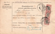 - Pakettikortti Vaasa - Karstula 1920 - Pakettikortti Vaasa - Karstula 1920