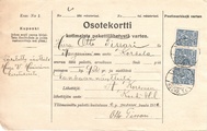 - Pakettikortti Kokkola - Kangasniemi 1912 - Pakettikortti Kokkola - Kangasniemi 1912