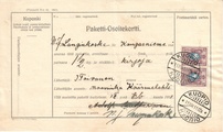 - Pakettikortti Kuopio - Kangasniemi 1911 - Pakettikortti Kuopio - Kangasniemi 1911