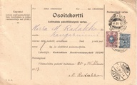 - Pakettikortti Helsinki - Laukaa - Kangasniemi 1917 - Pakettikortti Helsinki - Laukaa - Kangasniemi 1917