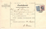 - Pakettikortti Helsinki - Kangasniemi 1913 - Pakettikortti Helsinki - Kangasniemi 1913