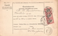 - Pakettikortti Vaasa - Karstula 1921 - Pakettikortti Vaasa - Karstula 1921