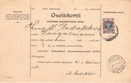 - Pakettikortti Helsinki - Lahti- Joutsa - Kangasniemi 1915 - Pakettikortti Helsinki - Lahti- Joutsa - Kangasniemi 1915