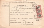 - Pakettikortti Vaasa 1920 - Karstula 1921 - Pakettikortti Vaasa 1920 - Karstula 1921